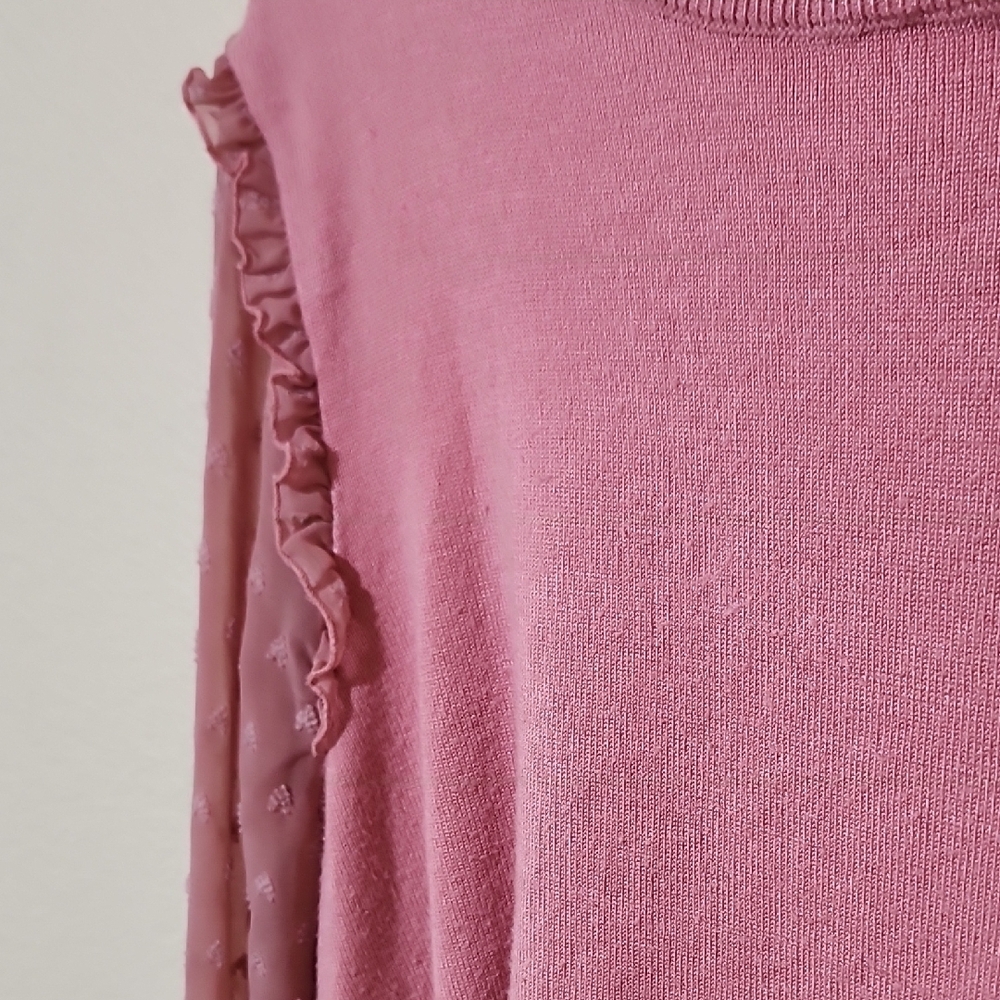 Pink Crew Neck Sweater with Sheer Sleeves - Picture 8 of 12